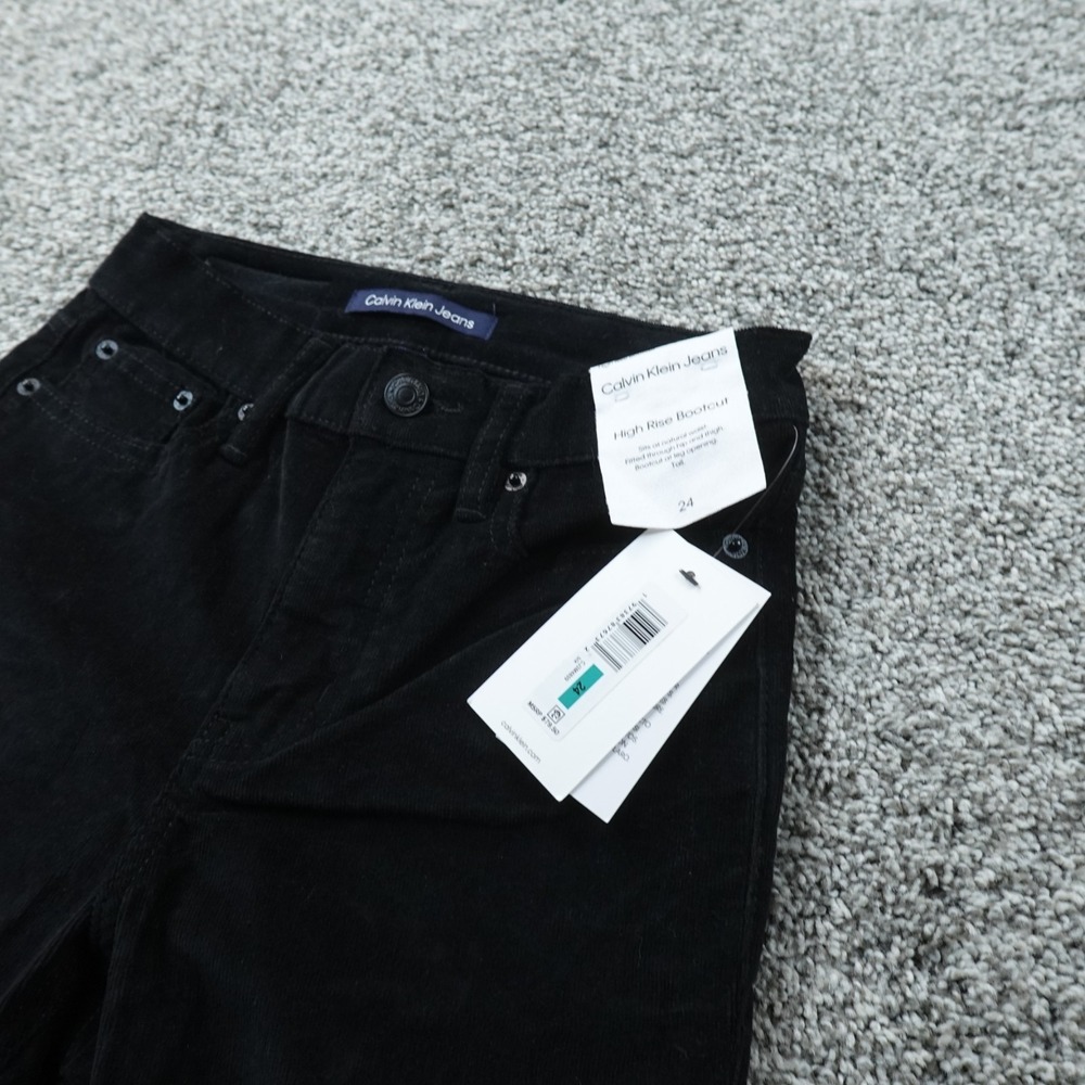 NEW Calvin Klein Jeans Womens 24 Black High Rise Bootcut Corduroy Pants Stretch